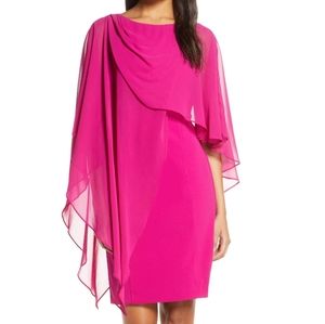 Eliza J Chiffon Cape Cocktail Dress NWT